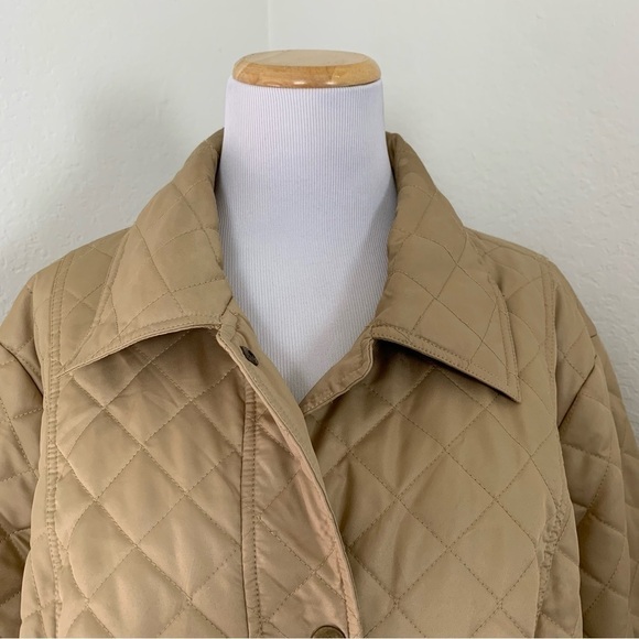 Jones New York Quilted Lightweight Puffer Jacket Tan Women’s 2X Pockets Snap - Picture 15 of 16